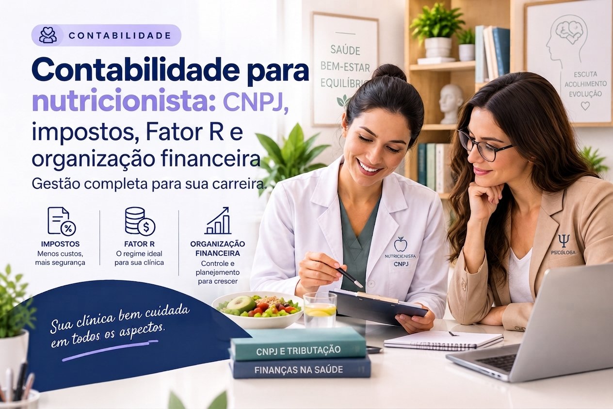 Contabilidade para nutricionista: CNPJ, impostos, Fator R e organização financeira